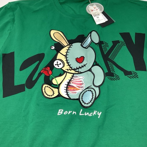 BKYS Lucky Charm T-Shirt Men's 2XL Exclusive Embroidered Green Bunny Famous - Picture 5 of 14